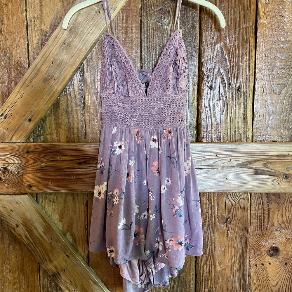 Purple shorts romper (small)